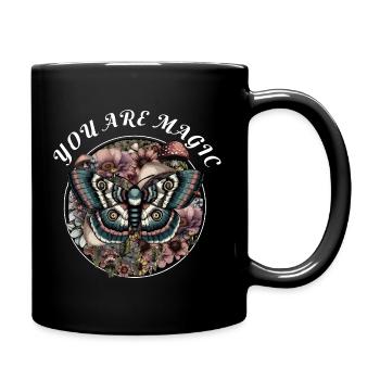 Magischer floraler Schmetterling - Tasse einfarbig - Schwarz - Rechts