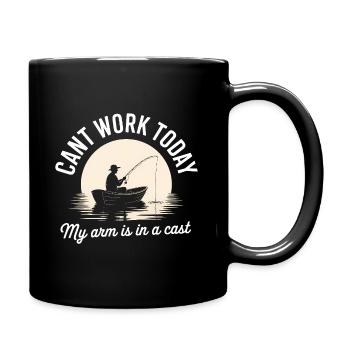 Can't work today, My arm is in a cast - Funny Fish - Full Colour Mug - black - Right