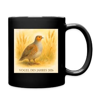 Nature Poster Partridge – Bird of the Year 2026 - Full Colour Mug - black - Right