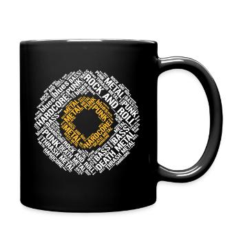 Typographic Vinyl Disc with hardcore music styles - Full Colour Mug - black - Right