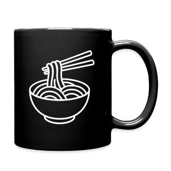 Ramen Schüssel Skizze – minimalistisches Design - Tasse einfarbig - Schwarz - Rechts
