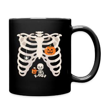 Halloween Schwangerschaft Kürbis Skelett Lustig - Tasse einfarbig - Schwarz - Rechts