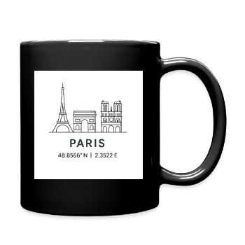 Paris Linienkunst Silhouette Wahrzeichen - Tasse einfarbig - Schwarz - Rechts
