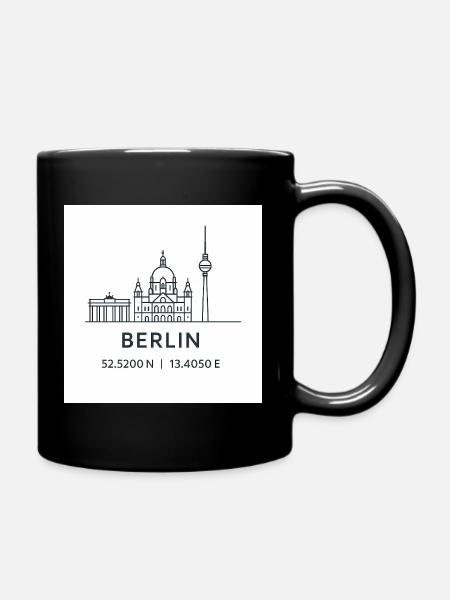 Berlin Line Art Silhouette Landmark - Full Colour Mug - black
