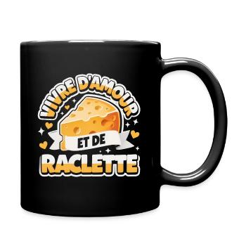 Live On Love And Raclette Lustiges Geschenk - Tasse einfarbig - Schwarz - Rechts
