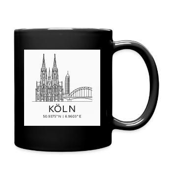 Köln Linienkunst Silhouette Wahrzeichen - Tasse einfarbig - Schwarz - Rechts