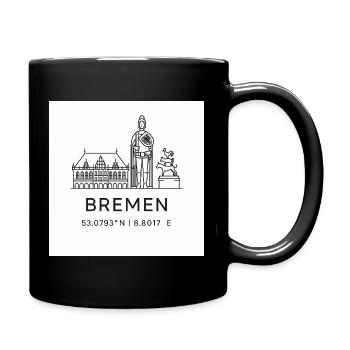 Silhouette d’art lineal de Brême - Mug uni - noir - Droite