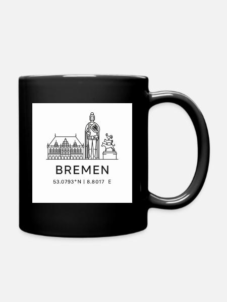 Bremen Line Art Silhouette Landmark - Full Colour Mug - black