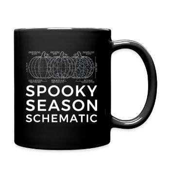 Spooky Season Schematic, Engineer Halloween tshirt - Full Colour Mug - black - Right