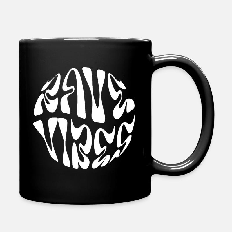 Rave Vibes music typographic design  - Full Colour Mug - black
