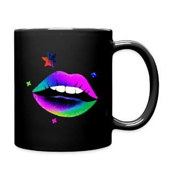 Rainbow Lips Pop Art Neon - Full Colour Mug - black - Right