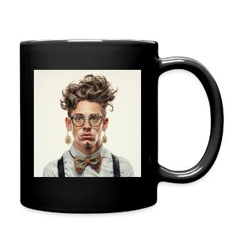 Portrait de nerd vintage avec lunettes papillon - Mug uni - noir - Droite