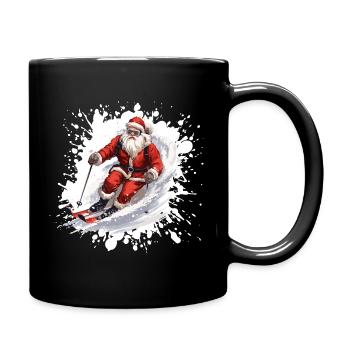 Weihnachtsmann Ski Skifahren - Tasse einfarbig - Schwarz - Rechts
