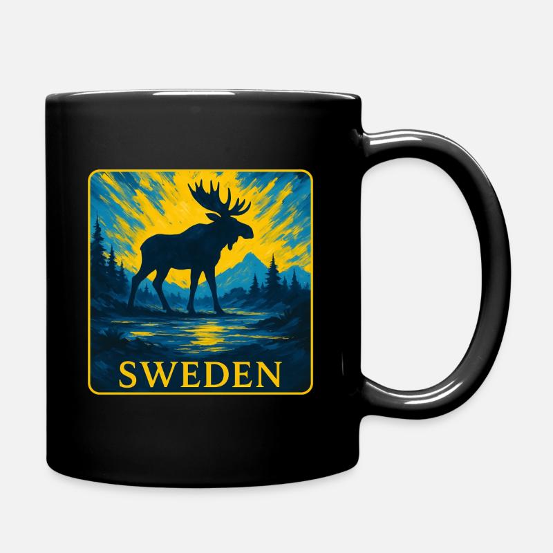 Suède Moose Silhouette Design - Mug uni - noir