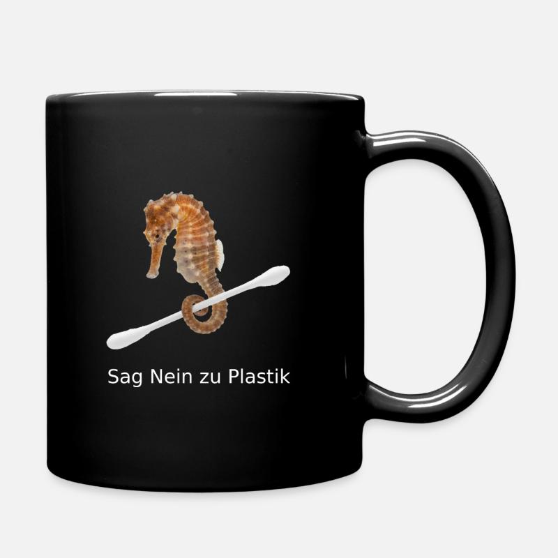 Seepferdchen gegen Plastik - Tasse einfarbig - Schwarz