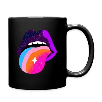 Kosmischer Regenbogen Zungenlippen - Tasse einfarbig - Schwarz - Rechts
