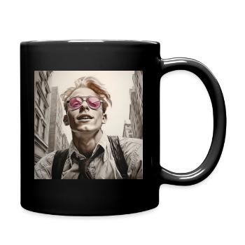 Street Style Portrait Pink Glasses - Full Colour Mug - black - Right