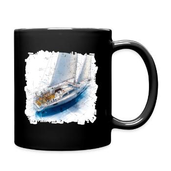 Skizzen Segelboot Bauplan - Tasse einfarbig - Schwarz - Rechts