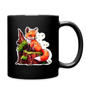 Petit renard mignon (aquarelle de bande dessinée) - Mug uni - noir - Droite