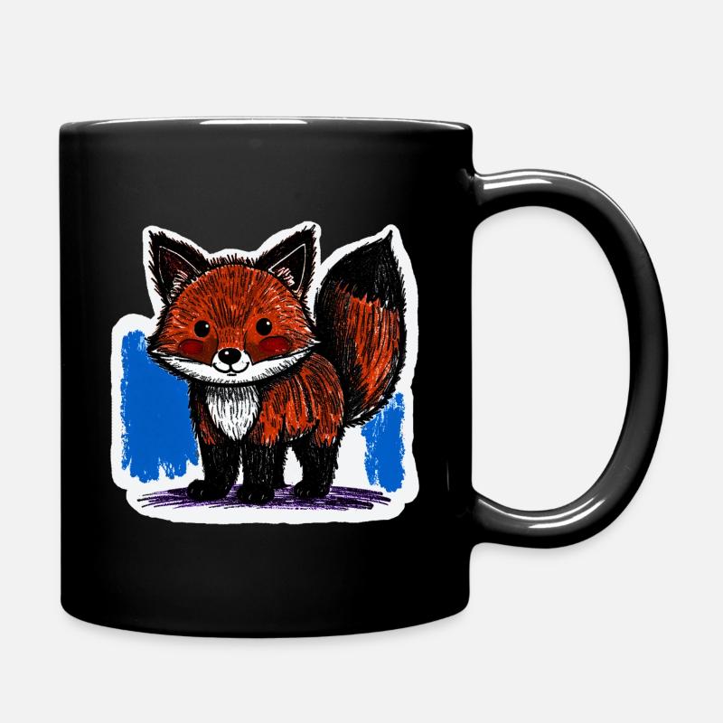Kleiner Fuchs (Buntstiftzeichnung) - Tasse einfarbig - Schwarz