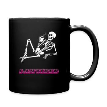 I am tired- Retro Neon Coffee Skeleton - Full Colour Mug - black - Right
