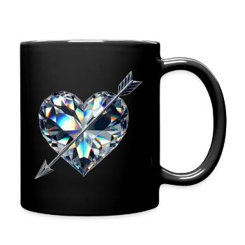 Diamantherz mit Pfeil - Tasse einfarbig - Schwarz - Rechts