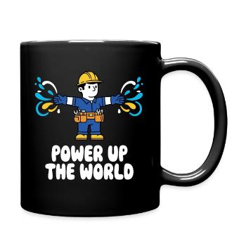 Power Up Die Welt Arbeiter - Tasse einfarbig - Schwarz - Rechts
