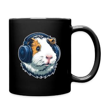 Cochon d’Inde avec casque | Conception musicale - Mug uni - noir - Droite