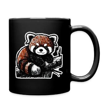 Niedlicher Roter Panda (Kohle/Buntstift) - Tasse einfarbig - Schwarz - Rechts
