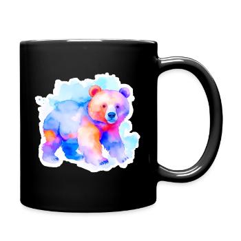 Kleiner kunterbunter Bär - Tasse einfarbig - Schwarz - Rechts