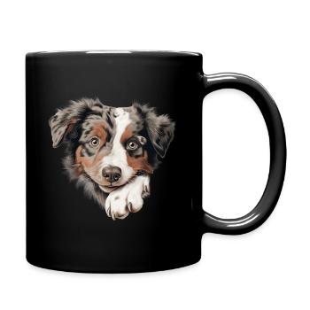 Playful Pooch Portrait - Full Colour Mug - black - Right