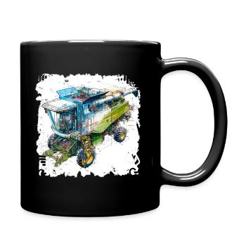 Farbige Blueprint Dreschmaschine, CAD-Design - Tasse einfarbig - Schwarz - Rechts