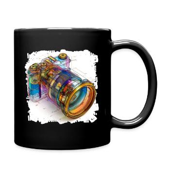 Digitalkamera als CAD-Design Blaupause - Tasse einfarbig - Schwarz - Rechts