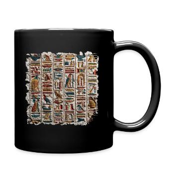 Egyptian Hieroglyphics Stone Relief - Full Colour Mug - black - Right