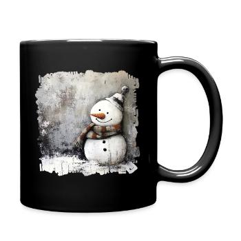 Bonhomme de neige d’hiver avec écharpe - Mug uni - noir - Droite