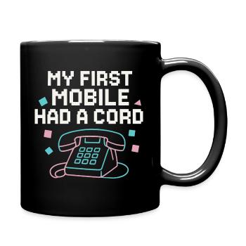 My first phone had a cable - Full Colour Mug - black - Right