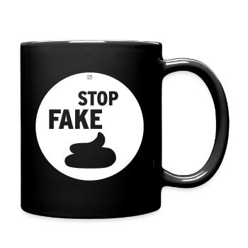 STOP FAKE - Tasse einfarbig - Schwarz - Rechts