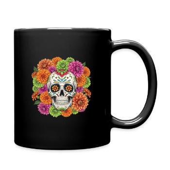 Halloween Sugar Skull Day Of Dead Gift Funny - Full Colour Mug - black - Right