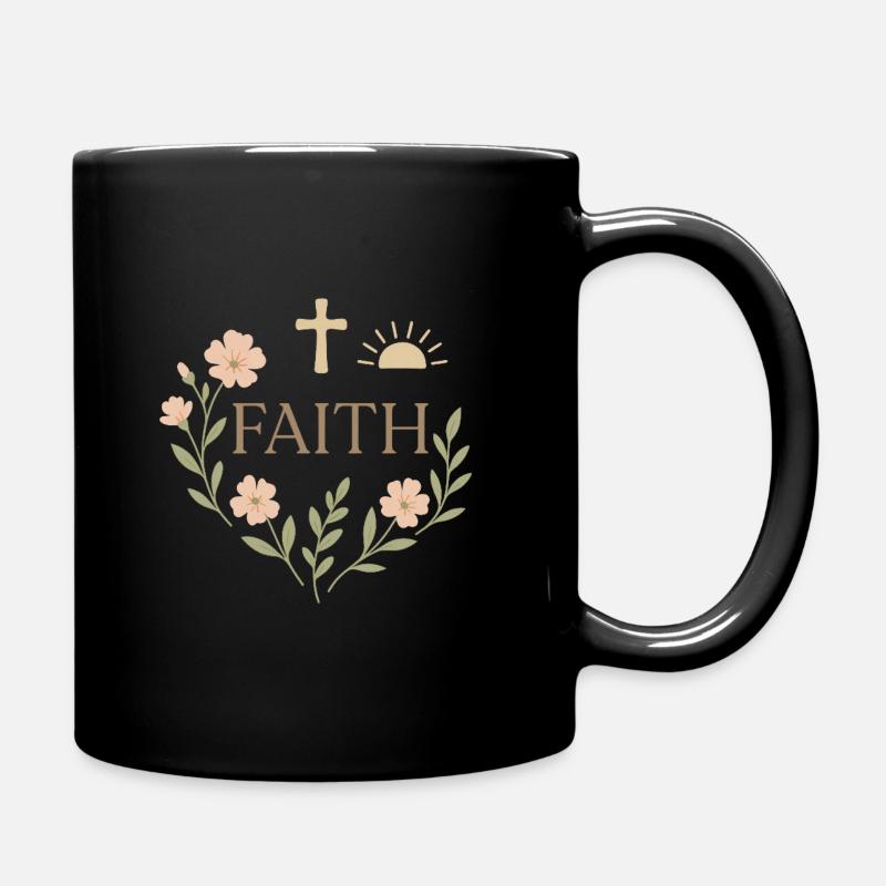Conception de couronne de fleurs de foi - Mug uni - noir