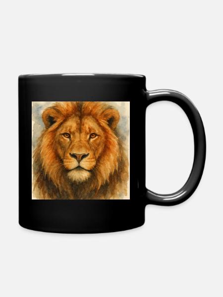 Portrait de lion à l’aquarelle - Mug uni - noir