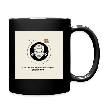 Furious Hunger: Angry Face und Snack - Tasse einfarbig - Schwarz - Rechts