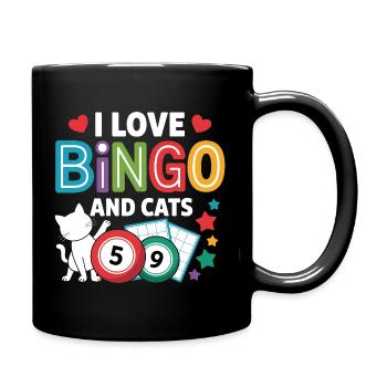 I Love Bingo And Cats - Full Colour Mug - black - Right