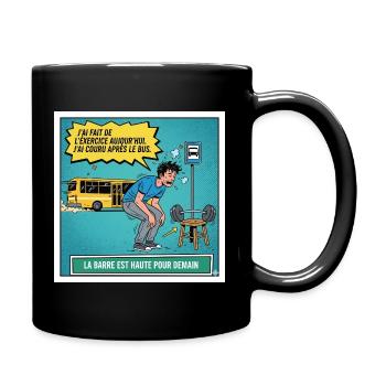 Hohe Messlatte für morgen - Tasse einfarbig - Schwarz - Rechts