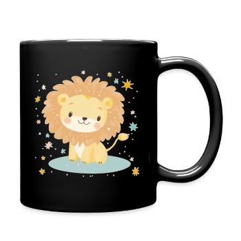 Cute lion with starry sky - Full Colour Mug - black - Right