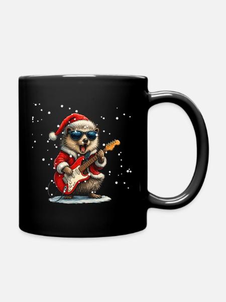 Hérisson Rockeur Noël Guitare Design Drôle - Mug uni - noir