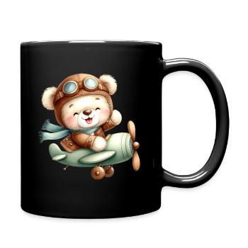 Aviator Teddy - Full Colour Mug - black - Right