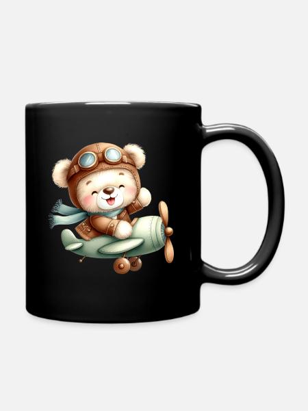 Flieger-Teddy - Tasse einfarbig - Schwarz