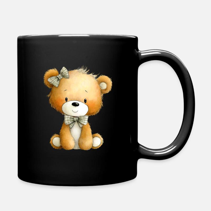 sitzender Teddy - Tasse einfarbig - Schwarz