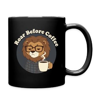 Not Before Coffee Lion with Coffee - Full Colour Mug - black - Right