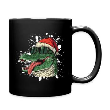 Alligator Weihnachten Lustig - Tasse einfarbig - Schwarz - Rechts
